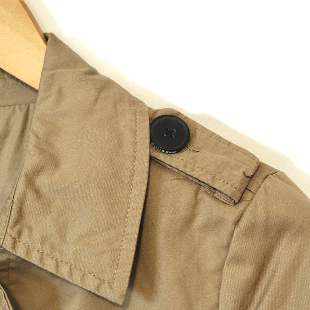 Pull & Bear Double Breasted Belt Tie Waist Mid Length Tan Trench Coat Size S - Picture 4 of 16